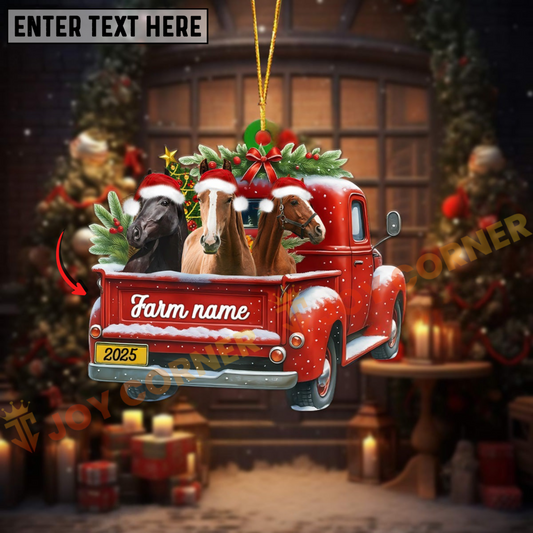 Joycorners Personalized Horse Christmas Farm Truck Custom Shape Acrylic Ornament