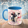 Joycorners Black and White Holstein Cow Bubblegum Flower Glasses Personalized Mug