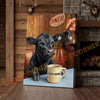 Joycorners Cattle Cow Funny Black Angus Cow Drinking Coffee In Diner Personalized Name Canvas