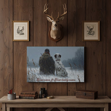Joycorner Hunter and Dog Winter Field Companionship Personalized Canvas