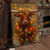 Joycorner Highland Cow Christmas Lights 3D Wrapped Canvas
