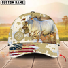 Joycorners American Flag Cowhide Personalized Name 3D Hat