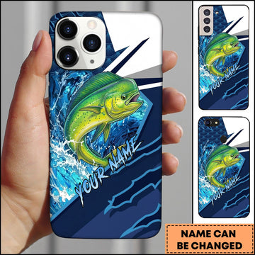 Joycorners Mahi-mahi Dynamic Lightning Slash Blue White Sport Design Personalized Name Phone Case