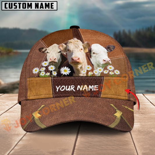 Joycorners Hereford Cow Farm Customized Name 3D Cap
