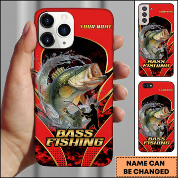 Joycorner Fishing Jumping Water Fisherman Silhouette Personalized Name 3D Phone Case (10 Fish Species)