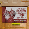 Joycorners Personalized Chicken Doormat, An Old Rooster His Sweet Hen Live Here Gift For Chicken Lovers, New Home Gift, Housewarming Gift, Chicken Decor LM0210