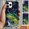 Joycorners Fishing Dark Water Topographic Pattern Personalized Name Phone Case (10 Fish Species)