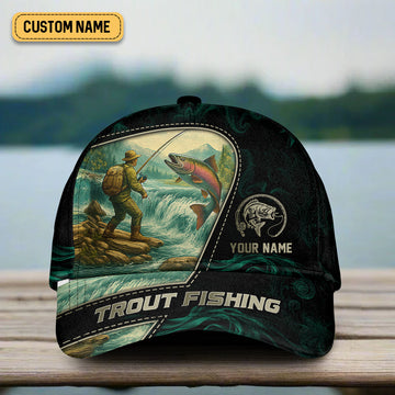 Joycorners Rainbow Trout Fishing Hat, Fishing Trucker Hat, Fishing Cap For Men, Fishing Gifts For Dad