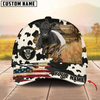Joycorners American Flag Cowhide Personalized Name 3D Hat