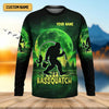 Joycorners Bassquatch Green Neon Bigfoot Fishing Shirt, SPF Shirt For Men, Gift For Fisherman, Bass Fishing