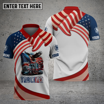 Joyconers Unisex Shirt, Custom Name Trucker T-Shirt, USA Flag Shirt, Trucker USA T-Shirt