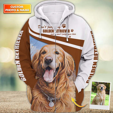 Joycorners Golden Retriever Dont Judge 3D Custom Name And Dog Full Print Shirts