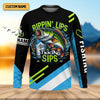 Joycorners Rippin' Lips Taking Sips SPF Long Sleeve Shirts, Beer Fishing Shirt, Funny Fishing Shirt, Fishing Shirts For Men