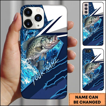 Joycorners Crappie Dynamic Lightning Slash Blue White Sport Design Personalized Name Phone Case