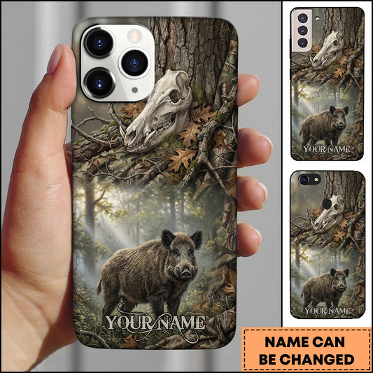 Joycorners Artist Hunting Wild Boar Deer Skull Forest Realistic Camo Personalized Name Phone Case