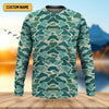 Joycorners Green Camo Performance Fishing Shirts, SPF Shirt For Men, Hooded Fishing Shirt, Fishing Shirts For Men