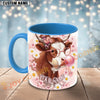 Joycorners Red and White Hereford Cow Bubblegum Flower Glasses Custom Name Mug