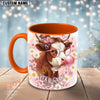 Joycorners Red and White Hereford Cow Bubblegum Flower Glasses Custom Name Mug