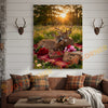 Joycorners Loving Deer Couple Meadow Sunset Personalized Name Canvas