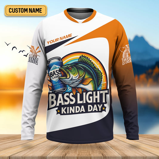 Joycorners Basslight Kinda Day Fish And Beer Funny Fishing Shirt, SPF Shirt For Men, Gift For Fisherman, Bass Fishing