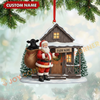 Joycorners Christmas On Farm Santa & Cows Ornament, Custom Name Acrylic Ornament (8 Breed Options)