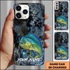 Joycorners Fishing Phone Case Dark Hexagon Texture Smoke Blue Art Personalized Name Phone Case (8 Fish Species)