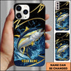 Joycorners Fishing Phone Case Dynamic Water Splash Black Gold Line Personalized Name Phone Case (8 Fish Species)