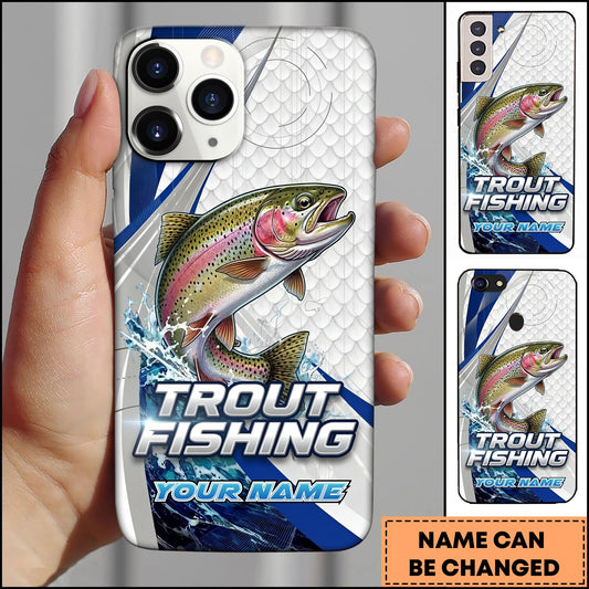 Joycorners Trout Fishing Phone Case Splash Art Fishing Phone Case Custom Name