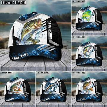 Joycorners Fishing Blue Flame Sport Pattern Personalized Name 3D Cap (11 Breeds)
