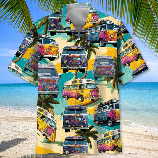 Joycorners Vintage Camping Car On The Beach Hawaiian Shirt