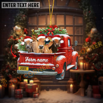 Joycorners Personalized Jersey Christmas Farm Truck Custom Shape Acrylic Ornament