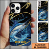 Joycorners Fishing Phone Case Dynamic Water Splash Black Gold Line Personalized Name Phone Case (8 Fish Species)