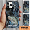 Joycorners Fishing Phone Case Dark Hexagon Texture Smoke Blue Art Personalized Name Phone Case (8 Fish Species)