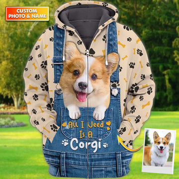 Joycorners All I Need Is A Corgi 3D Custom Name And Dog Full Print Shirts