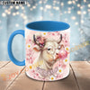 Joycorners White Charolais Cow Bubblegum Flower Glasses Personalized Mug