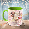Joycorners White Charolais Cow Bubblegum Flower Glasses Personalized Mug