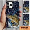 Joycorners Fishing Dark Water Topographic Pattern Personalized Name Phone Case (10 Fish Species)