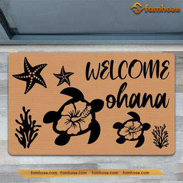 Joycorners Turtle Doormat, Turtles Welcome Ohana Gift For Turtle Lovers, New Home Gift, Housewarming Gift, Turtle Decor LM0210