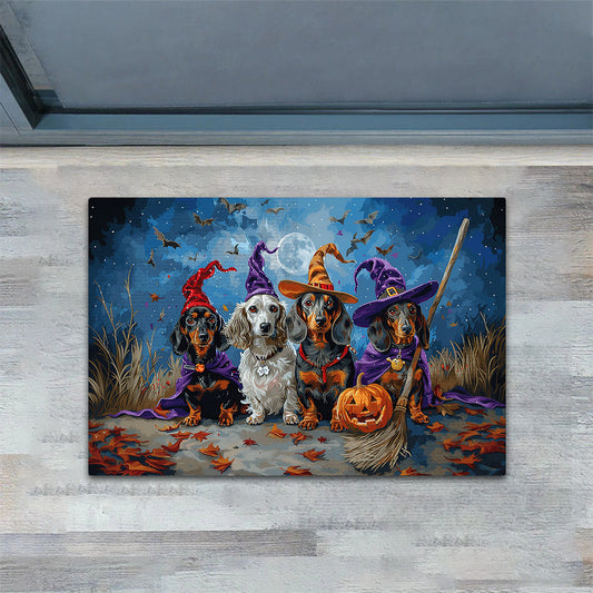 Joycorners Halloween Dachshund Dog Doormat, Ready To Bewitch, Doormat For Home Decor Housewarming Gift, Welcome Mat Gift For Dog Lovers LM0210