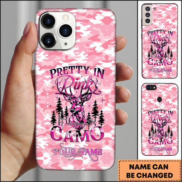 Joycorners Artist Hunting - Pretty In Pink Dangerous In Camo Deer Light Pink Personalized Name Phone Case