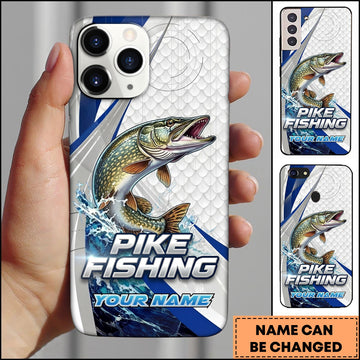 Joycorners Pike Fishing Phone Case Splash Art Fishing Phone Case Custom Name