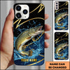 Joycorners Fishing Phone Case Dynamic Water Splash Black Gold Line Personalized Name Phone Case (8 Fish Species)
