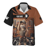 Joycorners Custom Name Funny Mechanic Cat Wearing Uniform Shirt All Over Printed Mechanic T Shirt PT2609