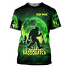 Joycorners Bassquatch Green Neon Bigfoot Fishing Shirt, SPF Shirt For Men, Gift For Fisherman, Bass Fishing