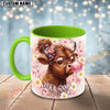 Joycorners Red Angus Cow Bubblegum Flower Glasses Custom Name Mug