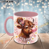 Joycorners Red Angus Cow Bubblegum Flower Glasses Custom Name Mug