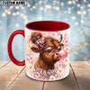 Joycorners Red Angus Cow Bubblegum Flower Glasses Custom Name Mug