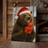 Joycorner Christmas Bear Licking Candy Bear Pop – Funny Holiday Winter Scene 3D Wrapped Canvas