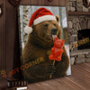 Joycorner Christmas Bear Licking Candy Bear Pop – Funny Holiday Winter Scene 3D Wrapped Canvas