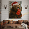 Joycorner Christmas Bear Licking Candy Bear Pop – Funny Holiday Winter Scene 3D Wrapped Canvas